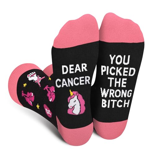 Cantustime Funny Socks for Women - Breast Cancer Awareness Socks for Women - Appreciation Ideas Gifts Cancer Care Survivor Comfort Gifts Socks for Chemo Patients Inspirational Gifts