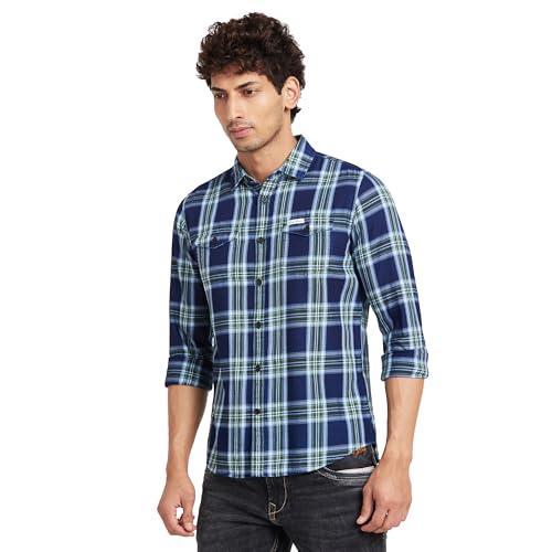 Image of Being Human Brown Slim Fit Regular Collar Men's Shirt Clothing