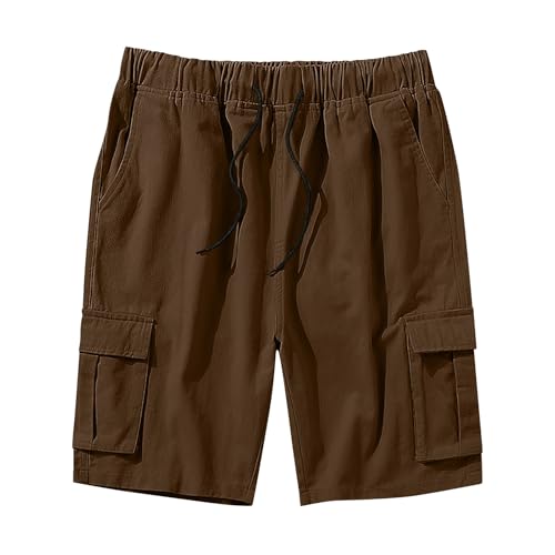 Image of Mens Cargo Shorts Lightweight Stretch Outdoor Hiking Short Gym Casual Shorts Drawstring Elastic Waist Multi Pockets