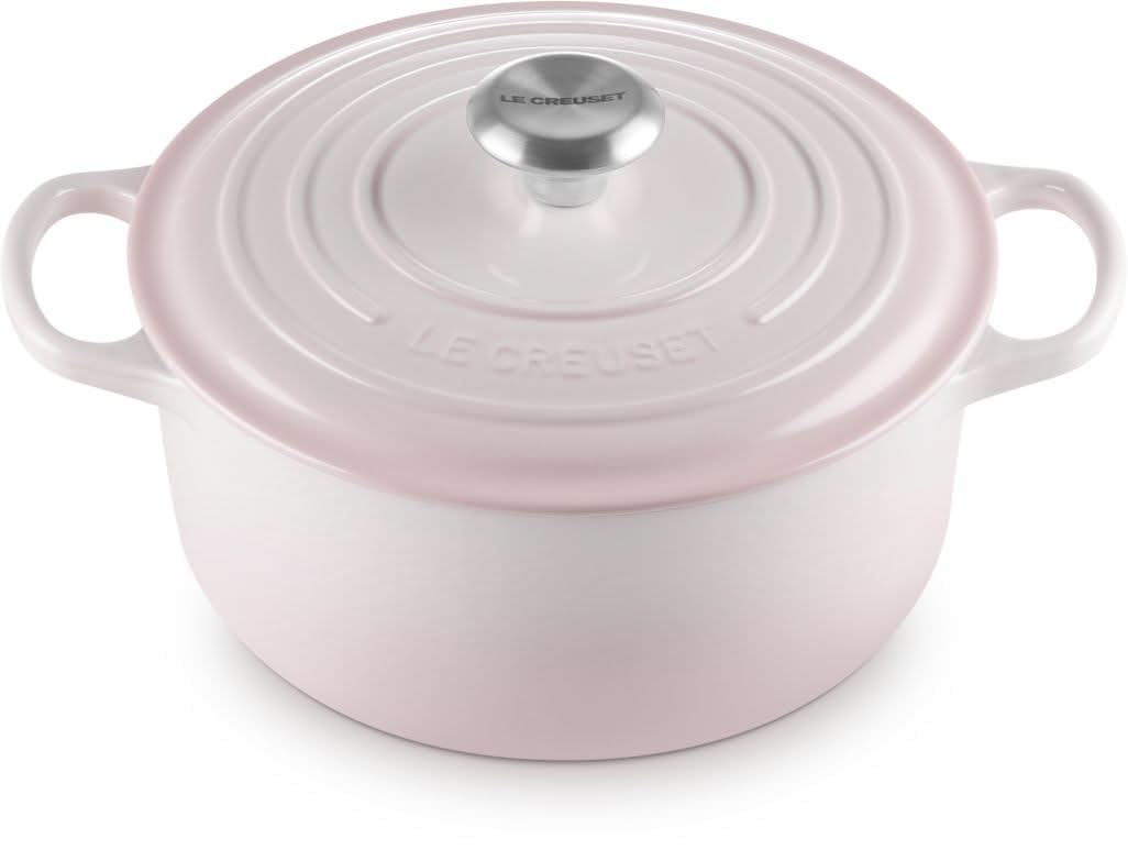 LE CREUSETSignature Enamelled Cast Iron Round Casserole Dish With Lid, 24 cm, 4.2 Litres, Shell Pink, 21177247774430