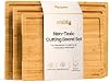Tabla de cortar de madera SMIRLY - paquete de 3 tablas para cocina, bambú marrón | tabla de cortar no tóxica con canales de jugo y asas, tablas de cortar de varios tamaños para preparación de comidas y embutidos 2
