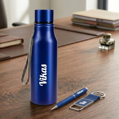 Image of Giftana Personalized Name Water Bottle 750ml, Birthday Gifts (Blue 1)