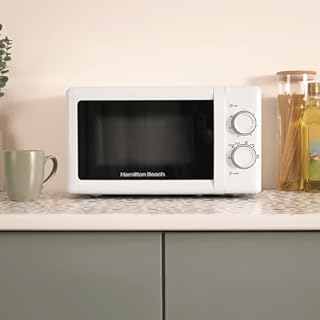 Hamilton Beach Microwave, 20L, 700W, Stainless Steel Cavity, Manual Control, 5 Power Levels, Quick Defrost, 30-Min Timer, White - HBMX79SSW