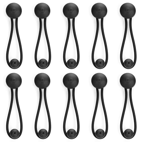 10x Bungee Shock Cord Clip with Knobs, Pull Tie Down Tarp Canvas Knobs for Camping Tents Cargo Pool Awning Car Cover Holding Wire Hoses Boat