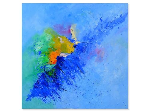 Hexoa Tableau Art Abstrait Vague de Bleu Alu - Made in France
