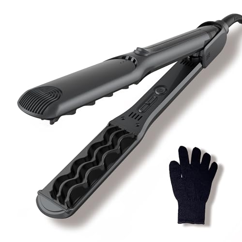 OKWRAP Fer a Gaufrer Les Cheveux, Gaufrier Cheveux, Boucleur 3 Tete Hair Crimper 110-240V avec 3D PTC Ceramic pour Volumisant, Curling Iron avec Température...