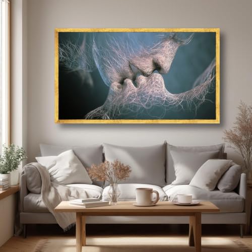 Tableau abstrait sur toile cadeau de mariage couple moderne 60 x 120