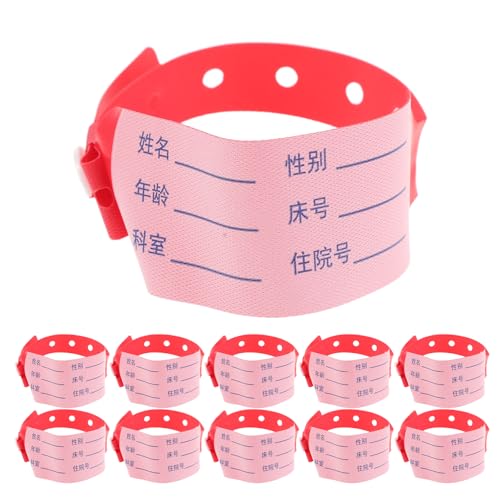 Hemobllo 100piezas Pulseras Médicas de Identificación Hospitalaria Pvc con Cierre a Presión Comodidad Duradera para Pacientes en Salas de Emergencia