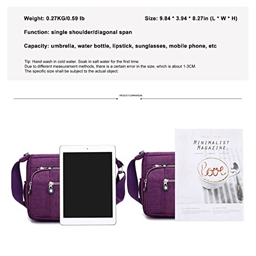 Milky Way Womens Multi Pocket Casual Canvas Crossbody Bag Travel Purse Messenger Handbag for Shopping Hiking Daily Use (Purple)