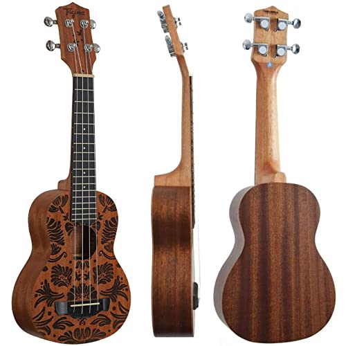 Ukulele Acústico Concert cordas Nylon Natural walnut Satin 23-K Floral Tagima Hawaii Series