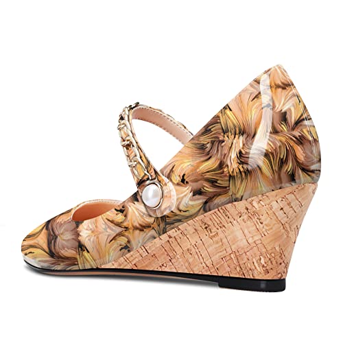 HEUIVZAR Womens Pumps Wedge Heel Mary Jane Square Toe Low Chunky Block Heel Patent Dress Shoes 2 Inch3