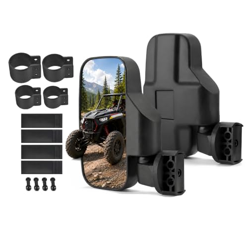 2022 Upgraded UTV Side View Mirrors, Adjustable Wide Rear Clear View with Shatter-Proof Tempered Glass, Moveland UTV Off-Road Accessories Compatible with Polaris RZR, Can-Am, Kawasaki, Kubota, Yamaha