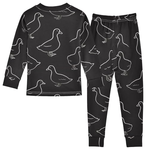 Pajama Sets Long Sleeve Black with Duck Soft Comfy Sleepwear 2 Piece PJS 3-8T3