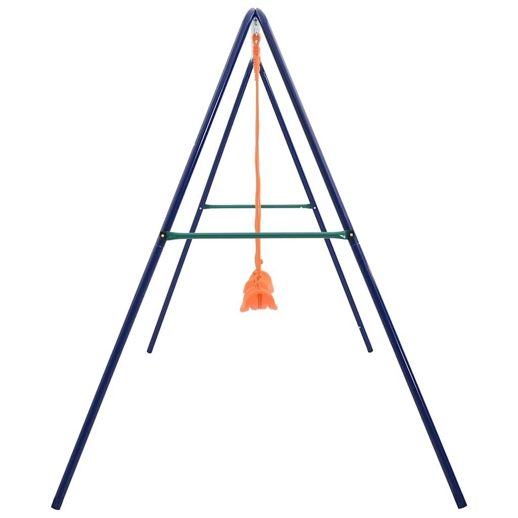 Juego de columpio con 2 asientos de acero, resistente a la intemperie, 272 x 156 x 180 cm, para niños de 3 a 10 años, robusto juguete de jardín, incluye accesorios de montaje, ideal para