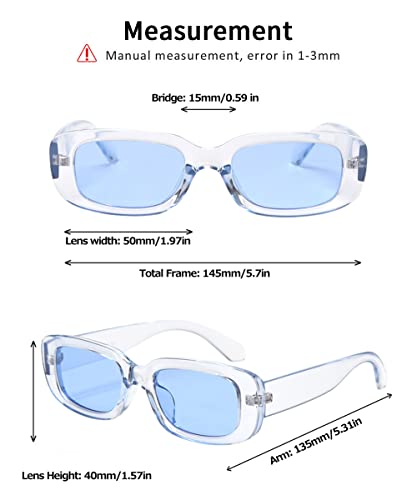 Image of BOJOD Rectangle Sunglasses for Women Men Fashion Trendy Chunky Frame 90s Rectangle Sunglasses
