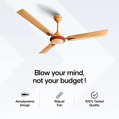 Image of LONGWAY Starlite-1 P1 1200 mm /48 inch Ultra High Speed 3 Blade Anti-Dust Decorative Star Rated Ceiling Fan 2 Years Warranty (Golden Beige, Pack of 1)