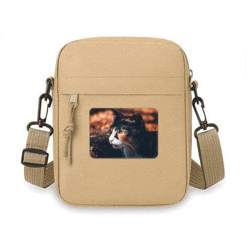 Mini sac à bandoulière vintage chat marron pochette téléphone femme petit format
