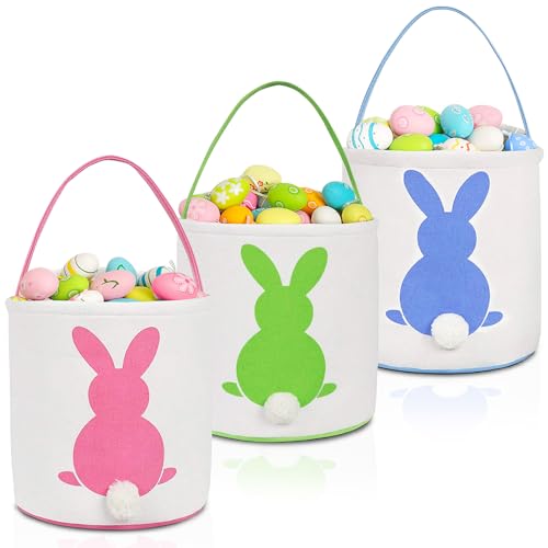 El Mejor Listado de Pascua los 5 más buscados. 43 3 Count Cestas Para La Caza de Huevos de Pascua,Bolsas de Conejo de Pascua,Bolsas de Fiesta Reutilizables de Varios Colores,Bolsa de Lona de Conejo para Juego de Caza de...