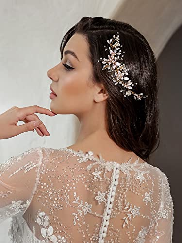 Sweetv Gold Wedding Hair Clip Comb Handmade Bridal Hair Accessories For Women Wedding #TOP1