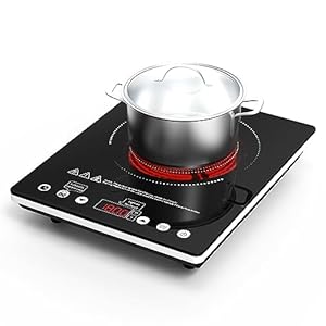 Electric Cooktop 12 Inch,Single Burner Plug in Portable 110V Electric Cooktop, Countertop Ceramic Stove Top with Power Levels and Overheat Protection