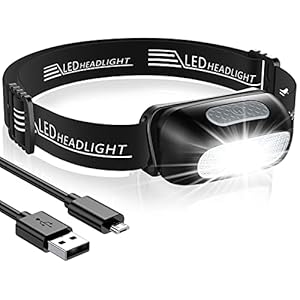 Stirnlampe LED Wiederaufladbar, Kopflampe Kinder, 5 Beleuchtungsmodi, Wasserfeste Leichtgewichts Mini Rotlicht für Laufen, Camping, Wandern [USB Kabel Inklusiv]