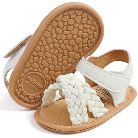 CoKate Baby Girls Sandals Ruffle Bowknot Premium Soft Sole Anti-Slip Open Toe Breathable Summer Outdoor First Walker Shoes Baby Sandals 0-3 months girls Cover