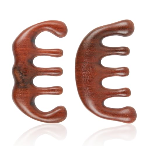 Peines de madera natural 2 piezas, masajeadores para cabello miniatura 1