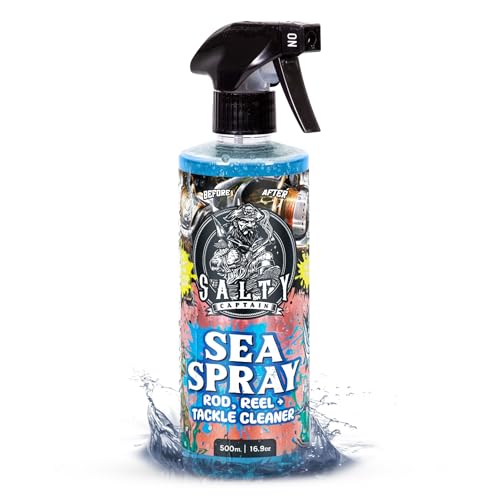 Salty Captain Sea Spray Fishing Reel Cleaner Spray 500ml Salt Remover for Rods Reels & Tackle Prevents Rust & Corrosion Easy Reel Cleaning Kit Extends Gear Life Fast & Easy Cleaning