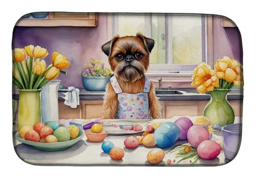 Caroline's Treasures DAC6777DDM Decorating Easter Brussels Griffon Dish Drying Mat Absorbent Dish Drying Mat Pad for Kitchen Counter Dish Drainer Mat for Countertop, 14 x 21", Multicolor