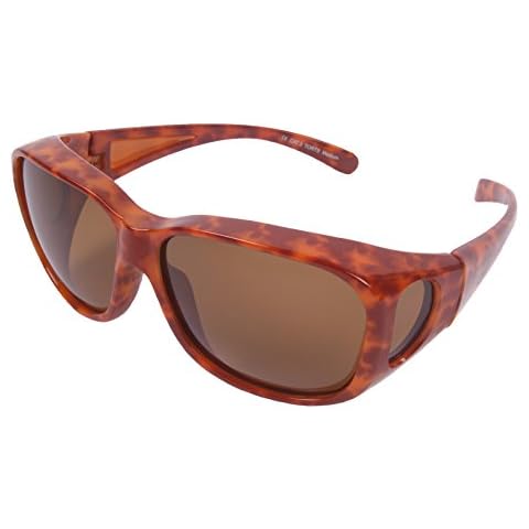 Rapid Eyewear Ladies Polarised OVER GLASSES SUNGLASSES That Fit Over Your Spectacles for Women. Medium Large Size. Wrap Around Tortoiseshell OTG. UV400 Protection Cover