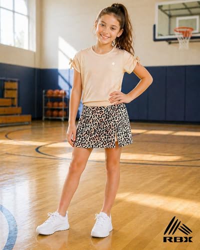 Image of RBX Girls Athletic Skort Set - 2 Piece Workout Outfit with Performance Graphic Tee & Athletic Skort for Girls