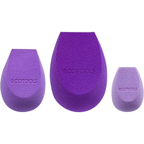 EcoTools Bioblender Makeup Sponge Trio, Large, Medium, & Small Beauty Sponges, Natural Makeup Blender Beauty Sponges for Liquid and Cream Foundation, Cruelty Free and Vegan, 3 Count
