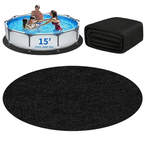 Wapasezyar Tapis de piscine rond 370 cm, toile de fond pour piscine, tapis de piscine robuste et sans couture, toile de fond prédécoupée pour piscines hors...