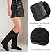 CouieCuies Black Knee High Boots for Women Tall Boot Fold Over Dress Shoes Flats Moccasin Boots Below the Knee Comfortable Long Boot Size 8