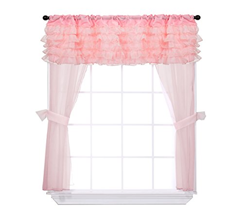 Baby Doll Bedding Layered 5 Piece Window Valance And Curtain Set, Pink #TOP6