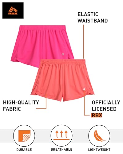 RBX Girls' Active Shorts - 2 Pack Lightweight and Breathable Athletic Gym Flowy Dolphin Shorts for Girls (Sizes: 4-16)2