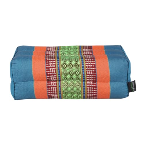 ANADEO YogaProducts Standard - Cojín Zafu Estándar para Yoga y Meditación - Kapok 100% Natural de Alta Densidad - Comodidad y Firmeza - Estabilidad del Asiento - Azul Naranja - X1