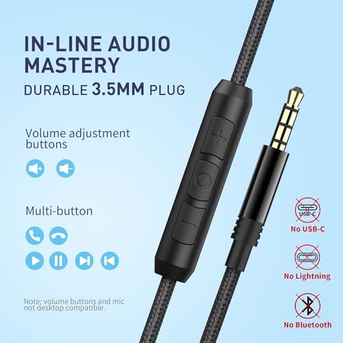 Image of AILIHEN Wired Headphones with Microphone Volume Control, Noise Isolating Over Ear Headphones Wired 3.5mm, Super Soft Corded Headphone for Cellphones, Tablet and Chromebook (Grey)