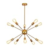 Sputnik Chandeliers 10-Light Brass Modern Hanging Pendant Lighting Gold Mid Century Ceiling Light...