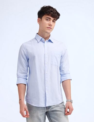 Image of Flying Machine Men's Slim Fit Shirt | Solid | Long Sleeves | Shirt for Man