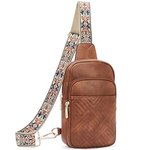BOSTANTEN Sling Bag Quilted Crossbody Bags for Women Cross Body Purse Leather Fanny Pack with Adjustable Guitar Strap
