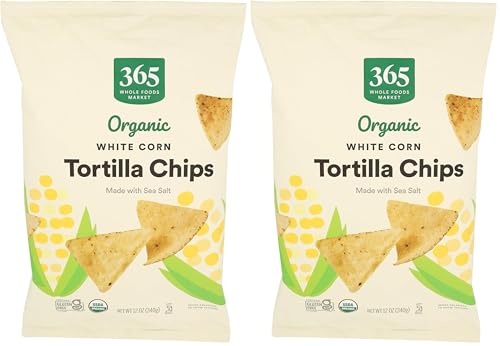 Image of 365 by Whole Foods Market, Organic White Corn Tortilla Chips, 12 Ounce (Pack of 2)
