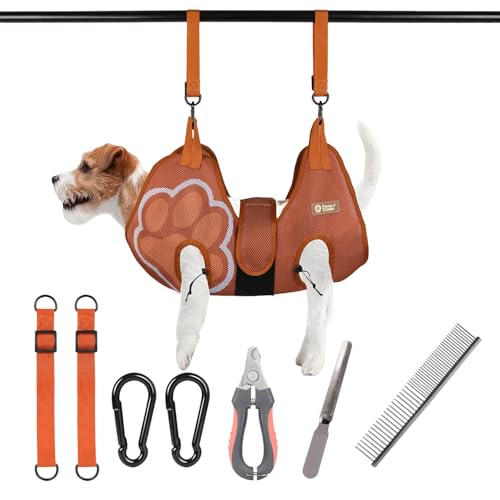 Paws n' Cradle Dog Grooming Hammock Harness for Dogs & Cats - Complete Kit with Adjustable Fittings, Hair Comb, Nail Clipper, Nail File, Hook and Loop Strap, Adjustable Straps & Snap Hooks (XXL)