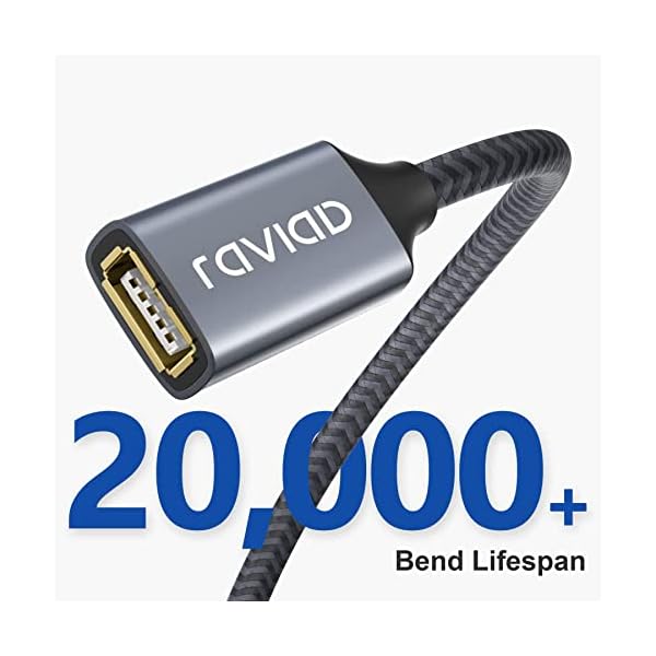 RAVIAD USB 2.0 Verlängerung Kabel 2M, USB Verlängerungskabel USB A Stecker auf A Buchse Nylon USB Kabel Verlängerung… – Bild 6