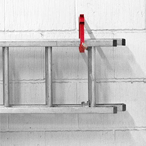 Spares2go Universal Lockable Wall Ladder Storage Rack Brackets (Red)