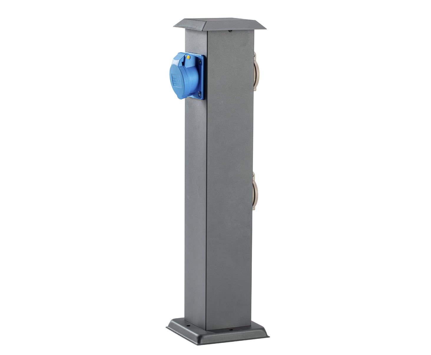 Garden - Columna de enchufes de acero inoxidable para exteriores, IP44, con 2 enchufes y 1 enchufe CEE de 16 A, color antracita, altura 50 cm