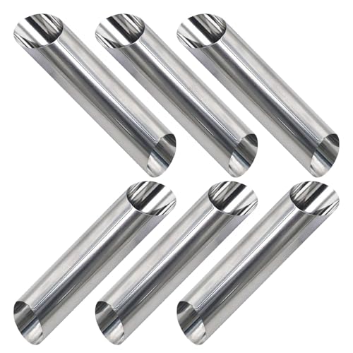 Uonguon Tubi per croissant, stampi da forno, in acciaio inox, corni da pasticceria, gadget da dessert, 6 pezzi, colore argento, perfetti per principianti, cucina, caffetteria