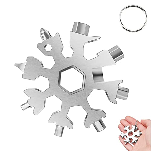 18 En 1 Copo De Nieve Multi Herramienta, Llave de nieve,Herramienta de Tornillo de Nieve,Nieve Herramienta Destornillador,Botella Aventura Herramienta ​Para Exterior Interior (plata)