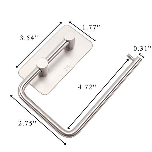 Zoic 3M Adhesive 304 Stainless Steel Toilet Paper Holder Hooks Tissue Storage Towel Roll Hanger Rv Wall Mount Brushed Dispenser Tissue Roll (4.72 Inches X 2.75 Inches) #TOP1