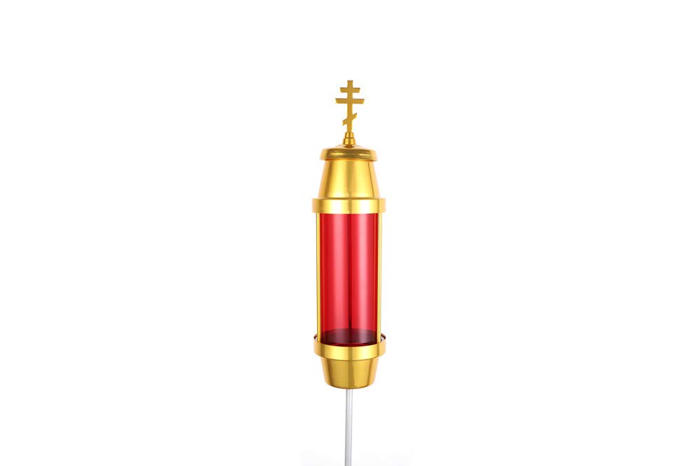 Buy KAISE Orthodox Cross Cemetery Light by Eternal Light In Gold red